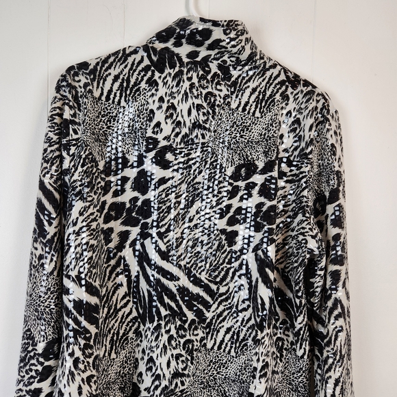 Birch Hill Animal print Sequin Zipfront Jacket Size L - Picture 3 of 8